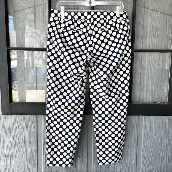 J. Crew “stretch” ankle pants, City Fit style, navy blue with white polka dots - Picture 6 of 11